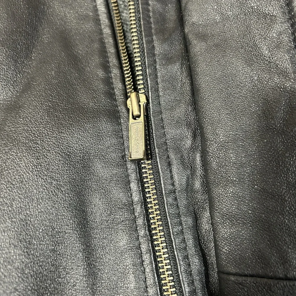 Vintage 1990s Black Soft Leather Pocketed‎ Jacket WILSONS Mens Small. Classic